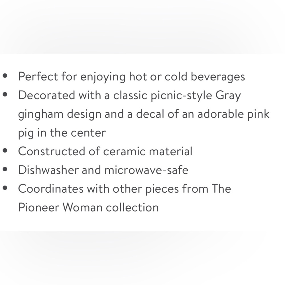 🌺 New Pioneer Woman Pink Pig Gray Gingham Checks Mug, Qty 1 - Picture 2 of 9